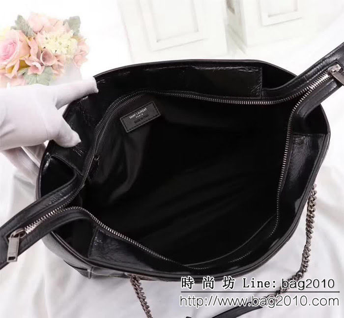 YSL聖羅蘭 新款 原單品質 NIKI大號黑色復古真皮購物袋 504867 YAS1232